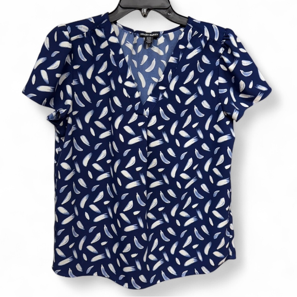 Hilary Radley Blue and White Patterned Blouse